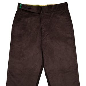 Mens 36 Gurkha Pants Brown Corduroy High Waist Flat Front Straight Fit Trousers